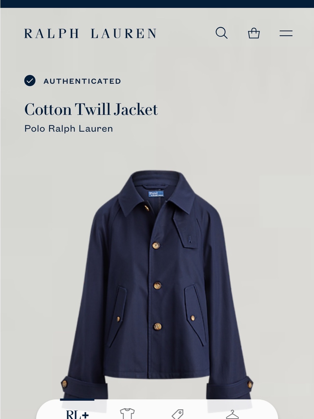 NEW POLO RALPH LAUREN SZ XL Navy Blue Cotton Twill Jacket Short Trench - Picture 10 of 11